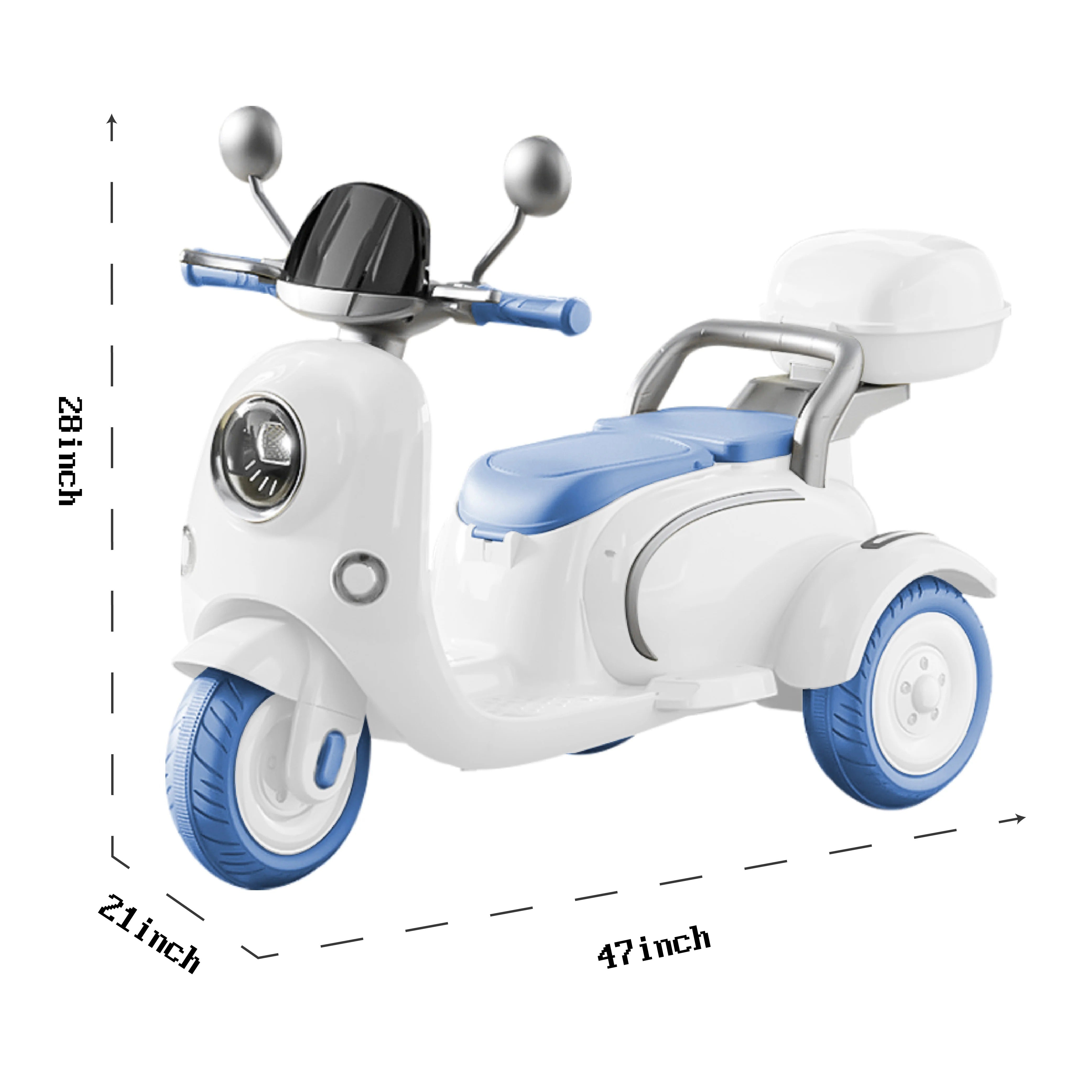 12V Kids Electric 3-Wheel Scooter – Trike with Music, LED & Storage