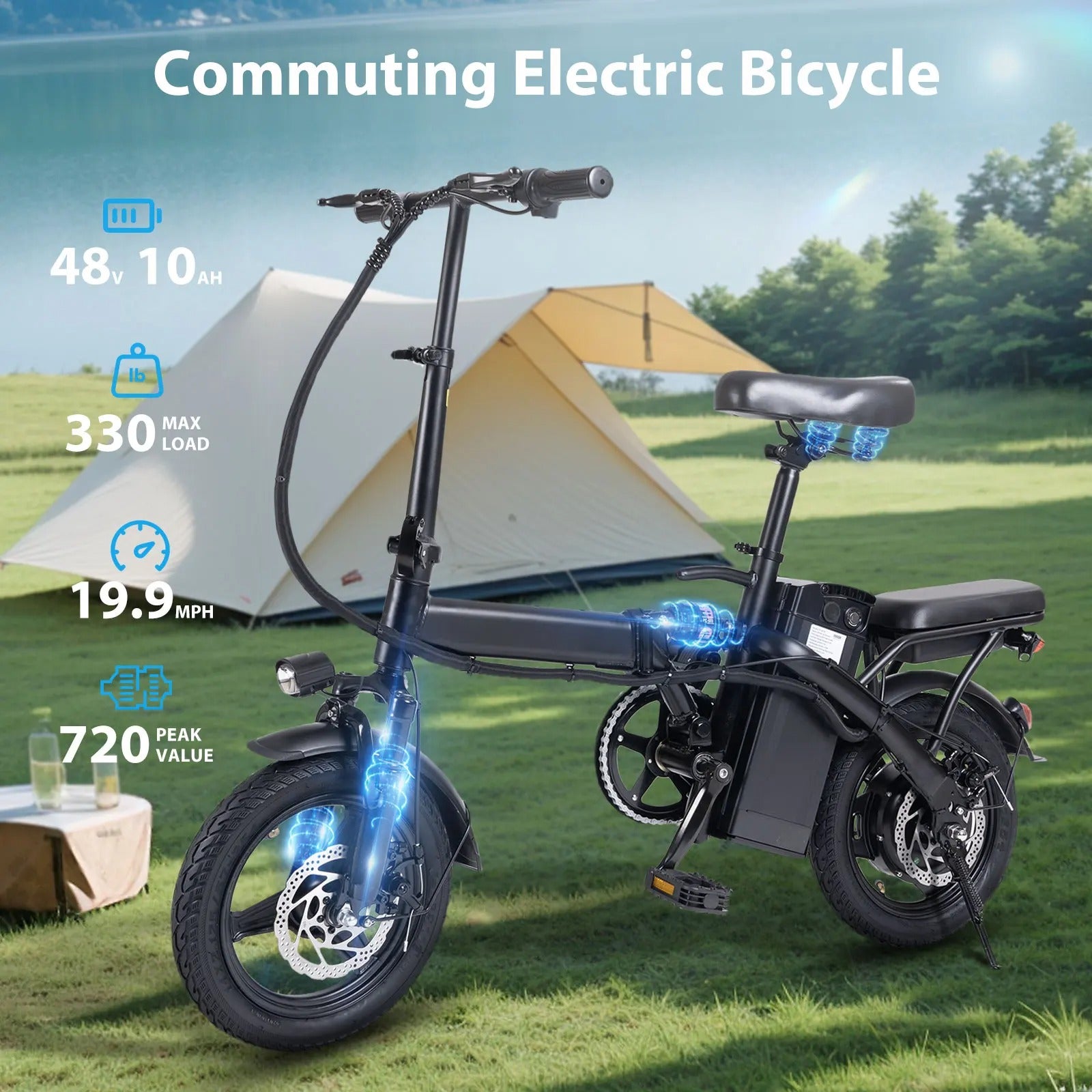 400W Foldable Electric Bike for Adults – 20MPH, 22-Mile Range, Dual Brakes