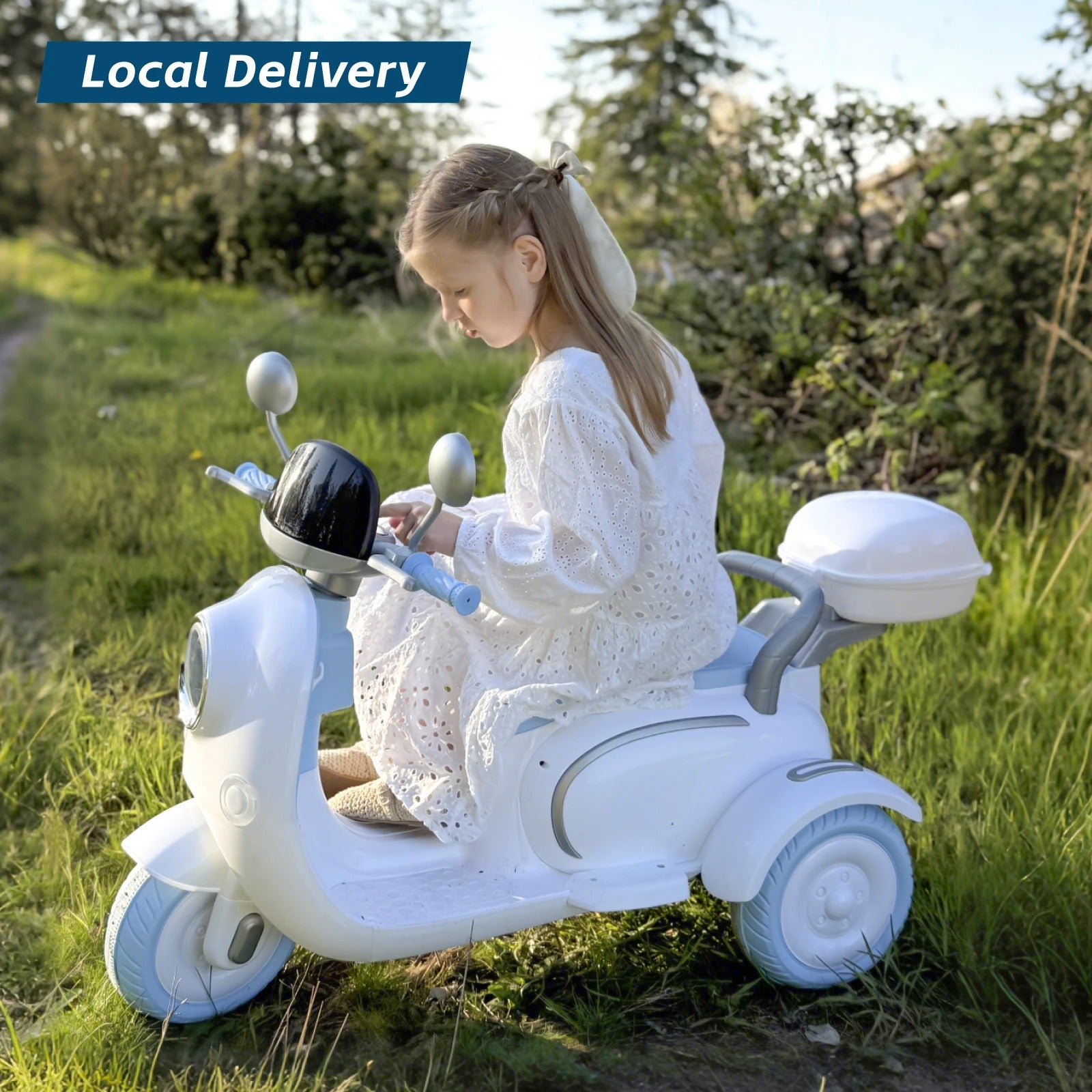 12V Kids Electric 3-Wheel Scooter – Trike with Music, LED & Storage