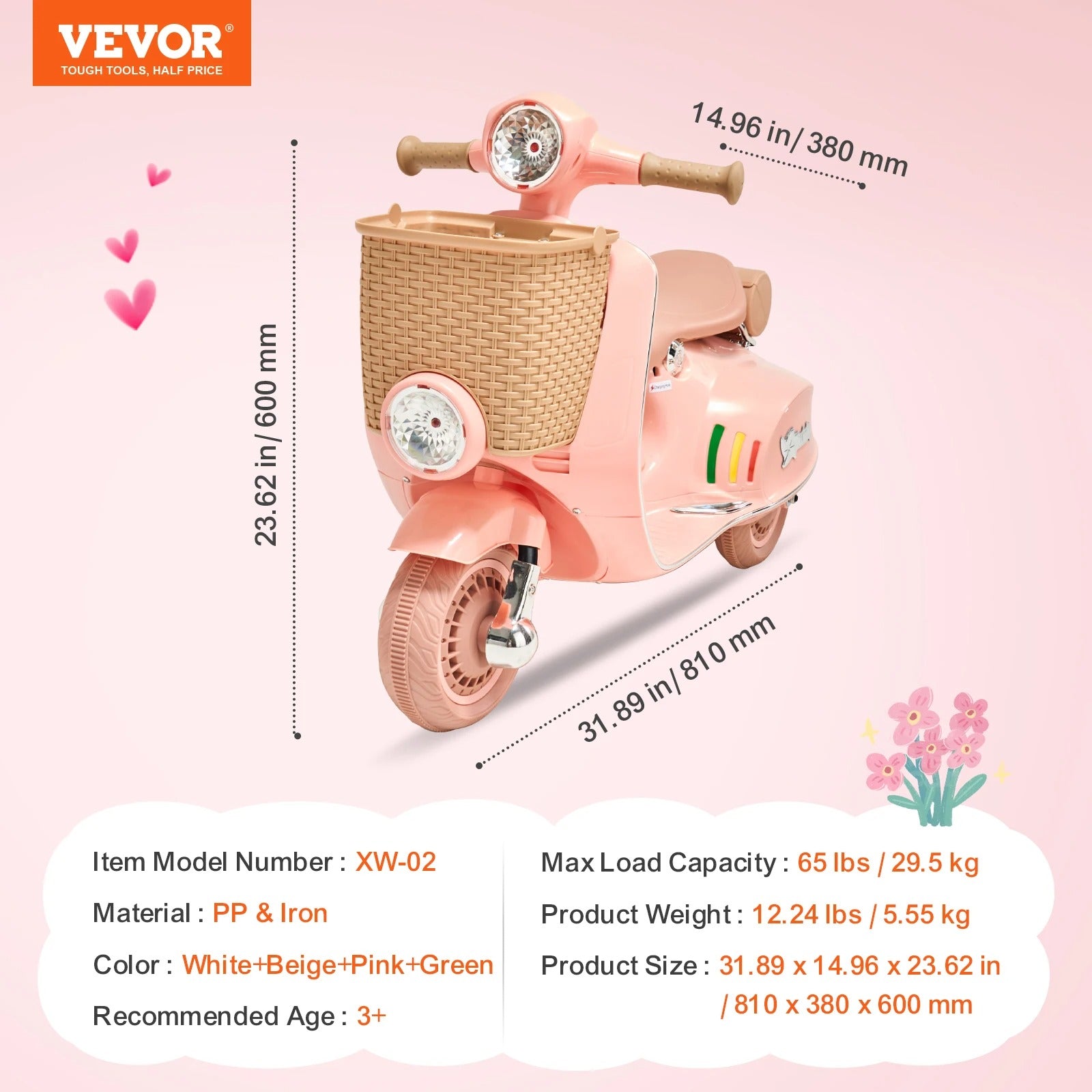 VEVOR Kids Ride On Motorcycle 6V/12V Battery Powered Electric Motorcycle Trike with Speed 2mph Ride on Toys for Children Gifts