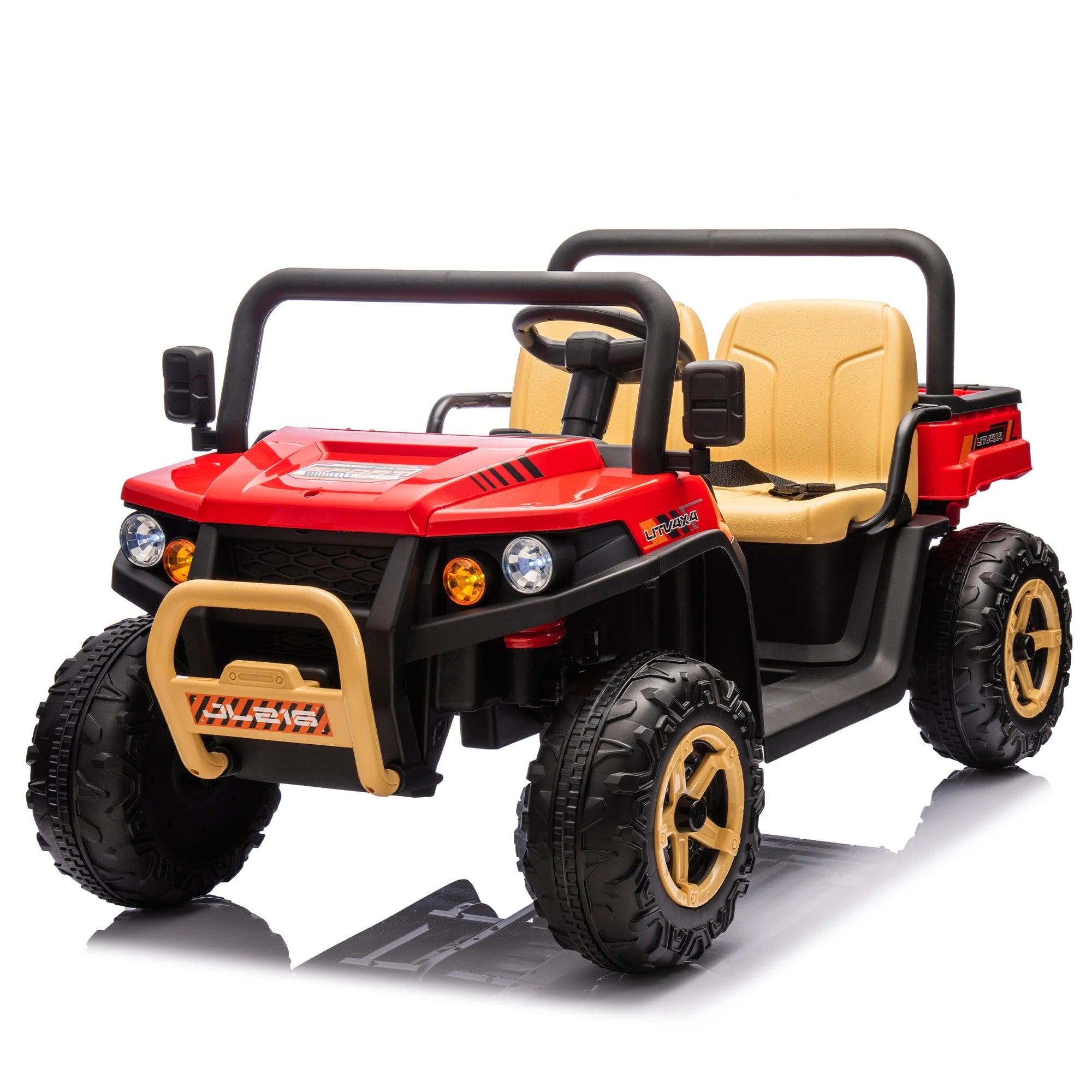 24V 2-Seater Kids Ride-On UTV โ Remote Control, Rear Suspension & Auto Tipping Bucket