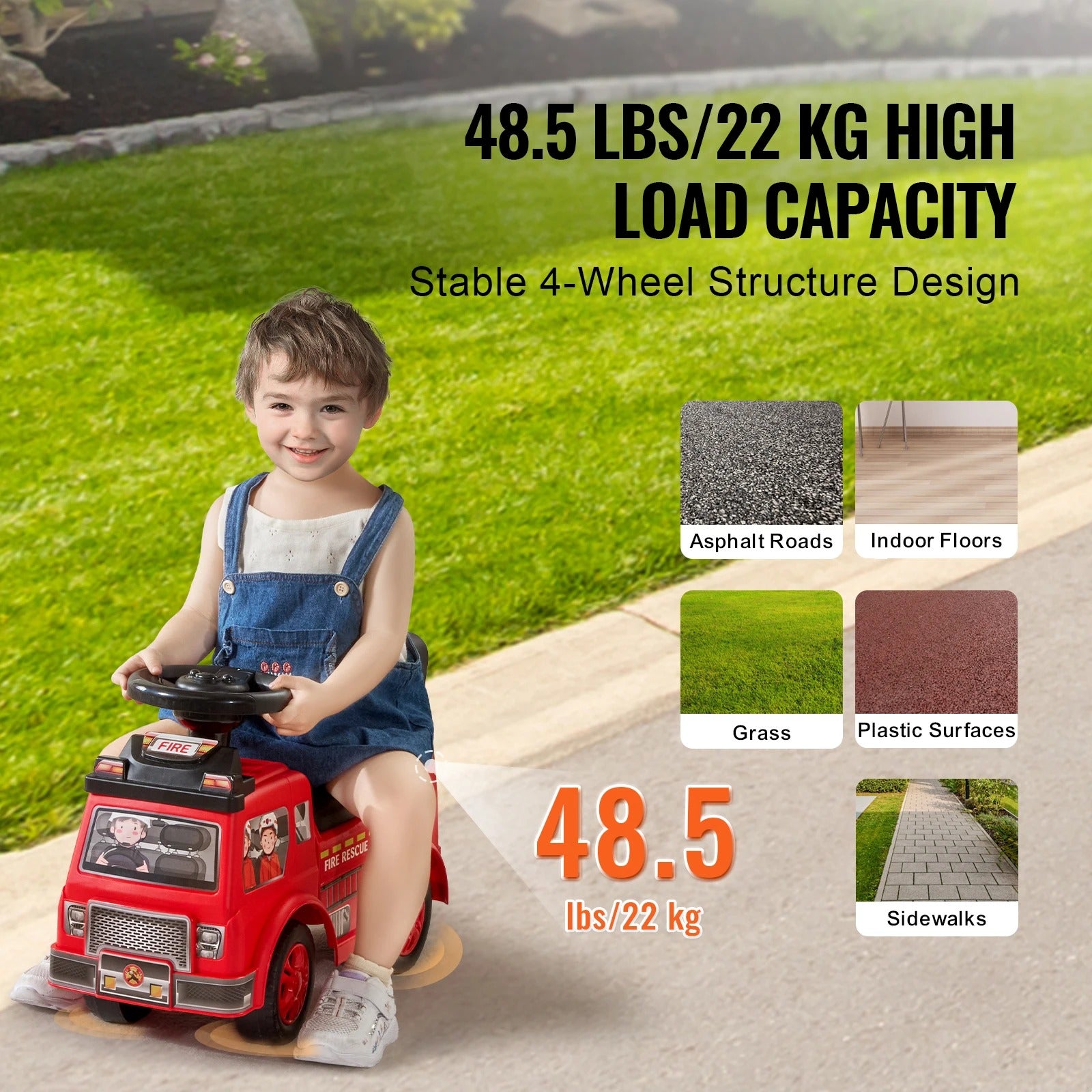 VEVOR Ride On Push Car Kids Ride On Car with Music Steering Wheel & Under Seat Storage for Toddlers Ages 1-3 Ride Racer