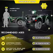 Kids 12V Ride-On ATV for Toddlers | Electric Vehicle with LED Lights, Music & Forward/Backward Drive