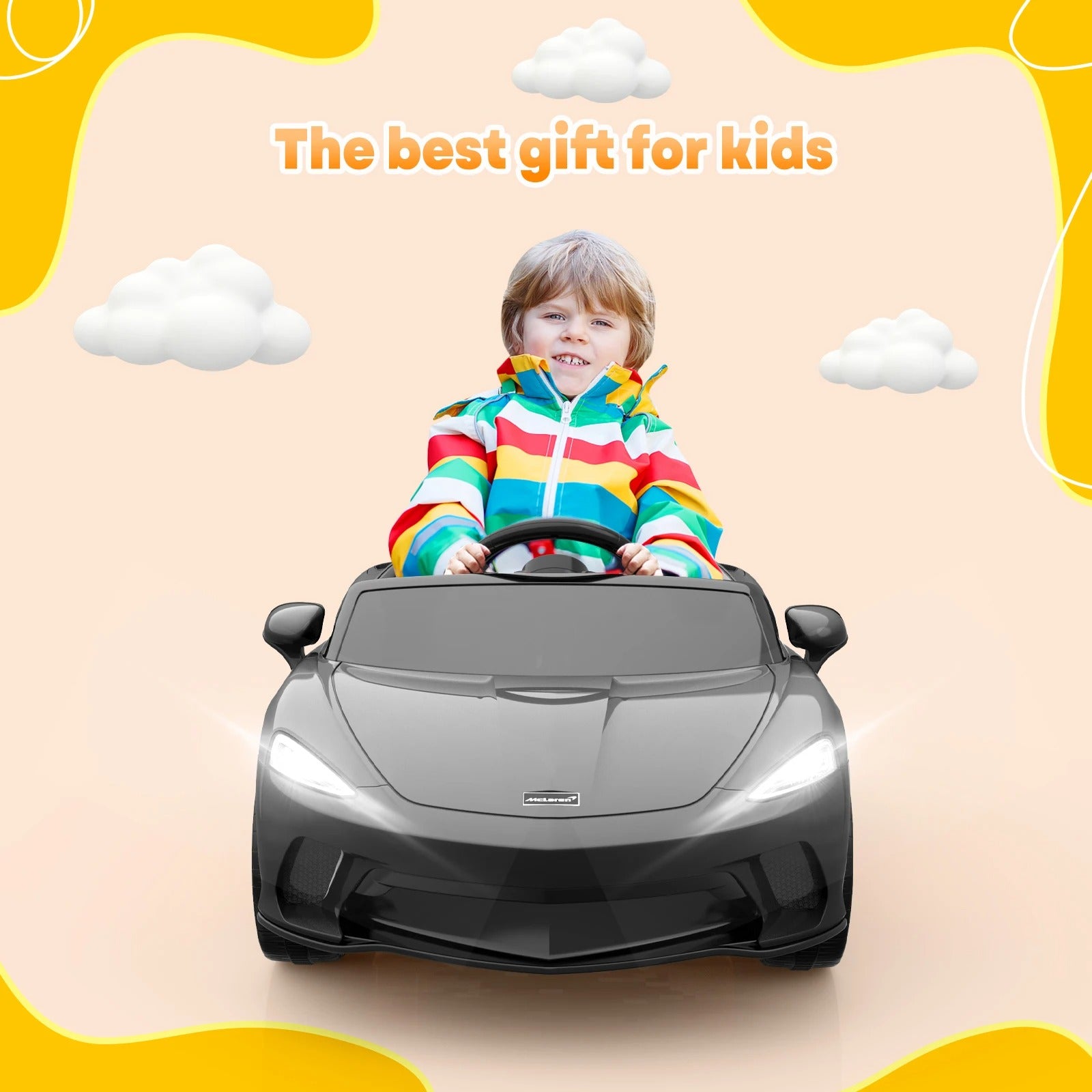 Licensed 12V Kids Ride-On Sports Car | Remote Control, LED Lights & Sound System