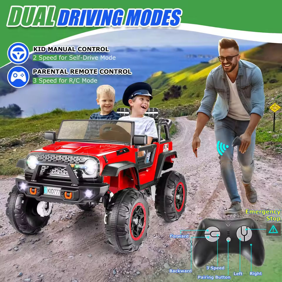 24V 2-Seater Kids Ride-On Jeep | 4×100W Motors, Remote Control, Music, 4WD/2WD