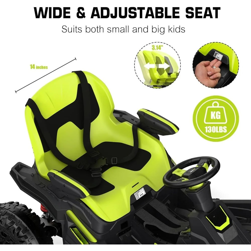 24V Electric Go Kart for Kids – 5MPH Ride-On Car with Parent Remote, Adjustable Seat, Headlights, Metal Frame & 4 Shock Absorbers