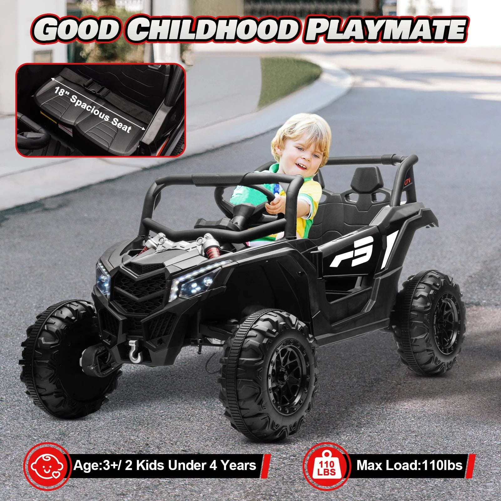 24V Kids Ride-On UTV with Remote Control | 4x150W Motors, 4WD, Shock Absorbers & Off-Road Power