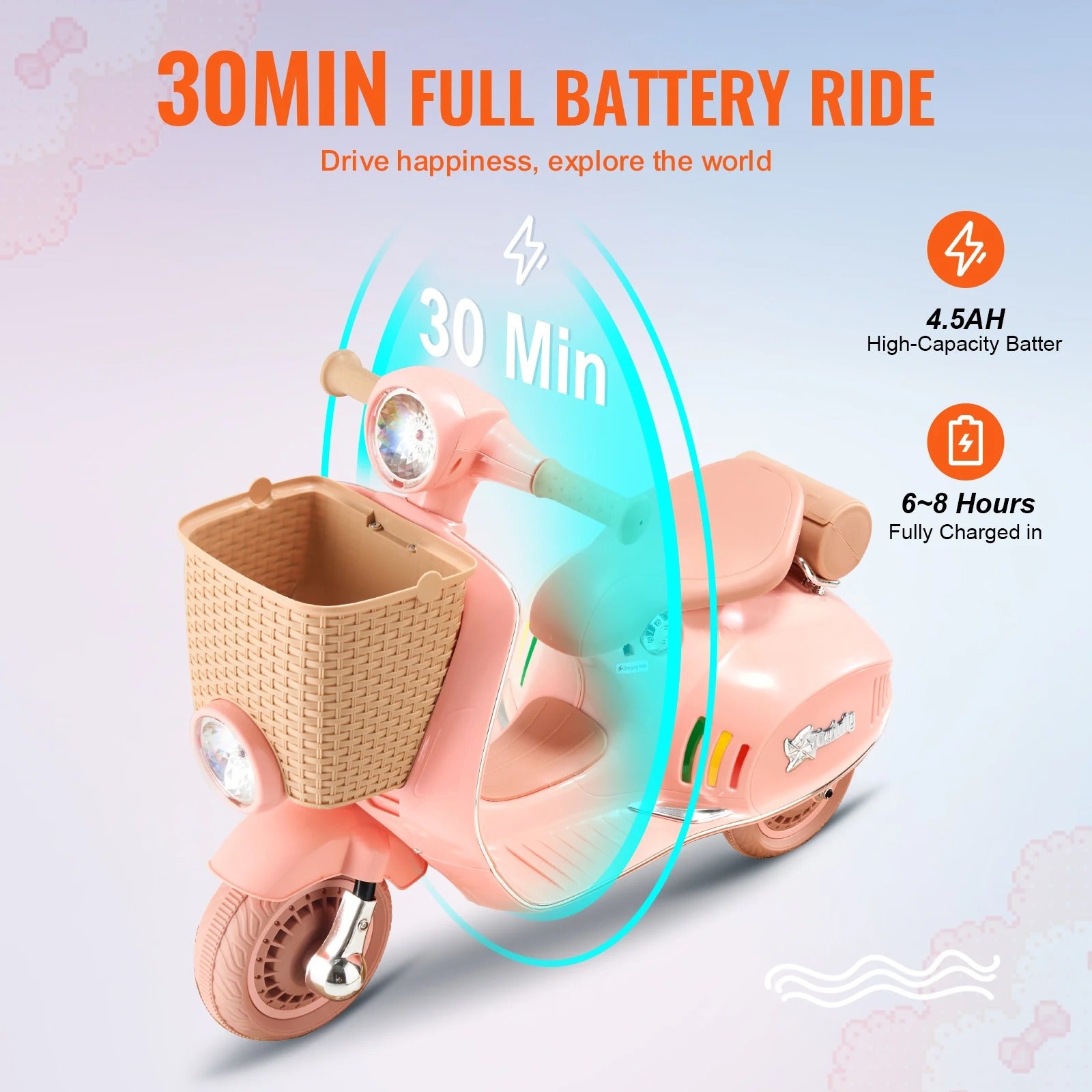 VEVOR Kids Ride On Motorcycle 6V/12V Battery Powered Electric Motorcycle Trike with Speed 2mph Ride on Toys for Children Gifts