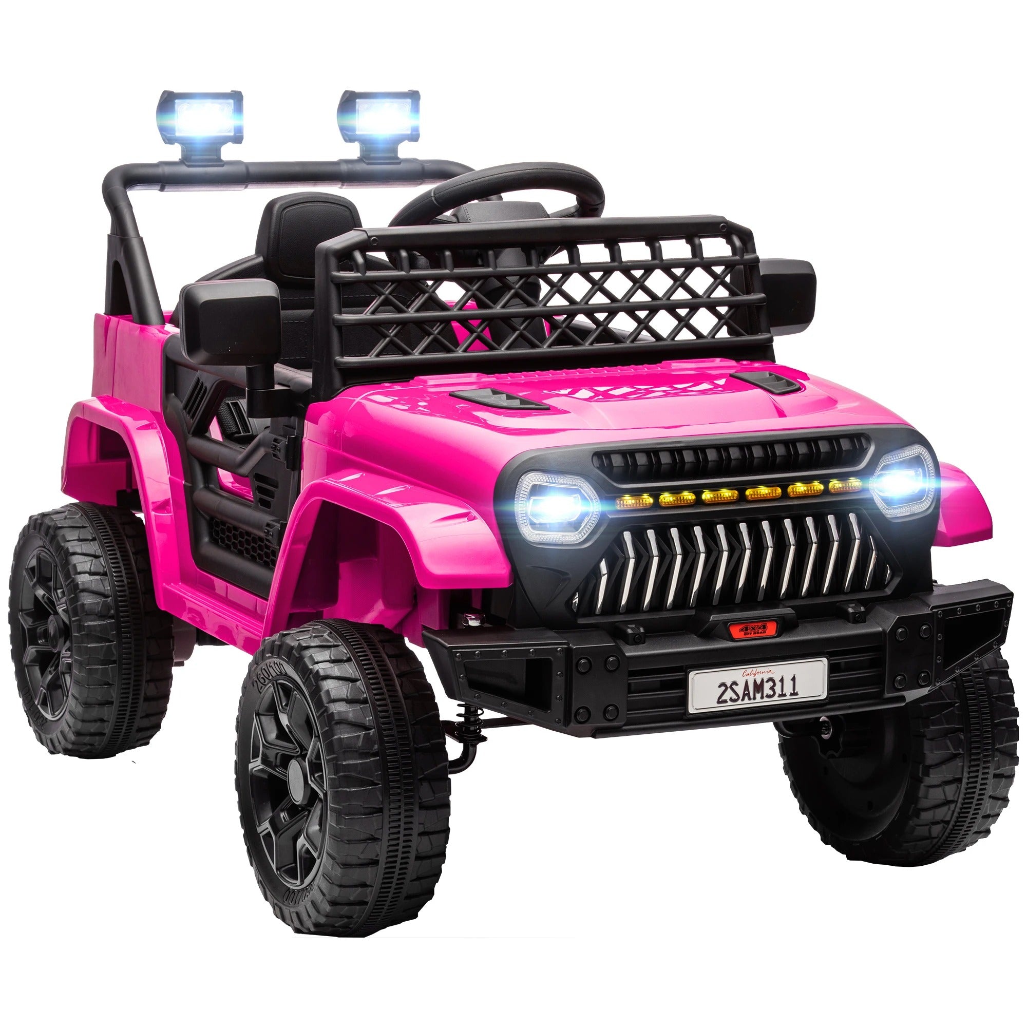 12V Pink Ride-On Truck for Kids – Remote Control, Spring Suspension & LED Lights