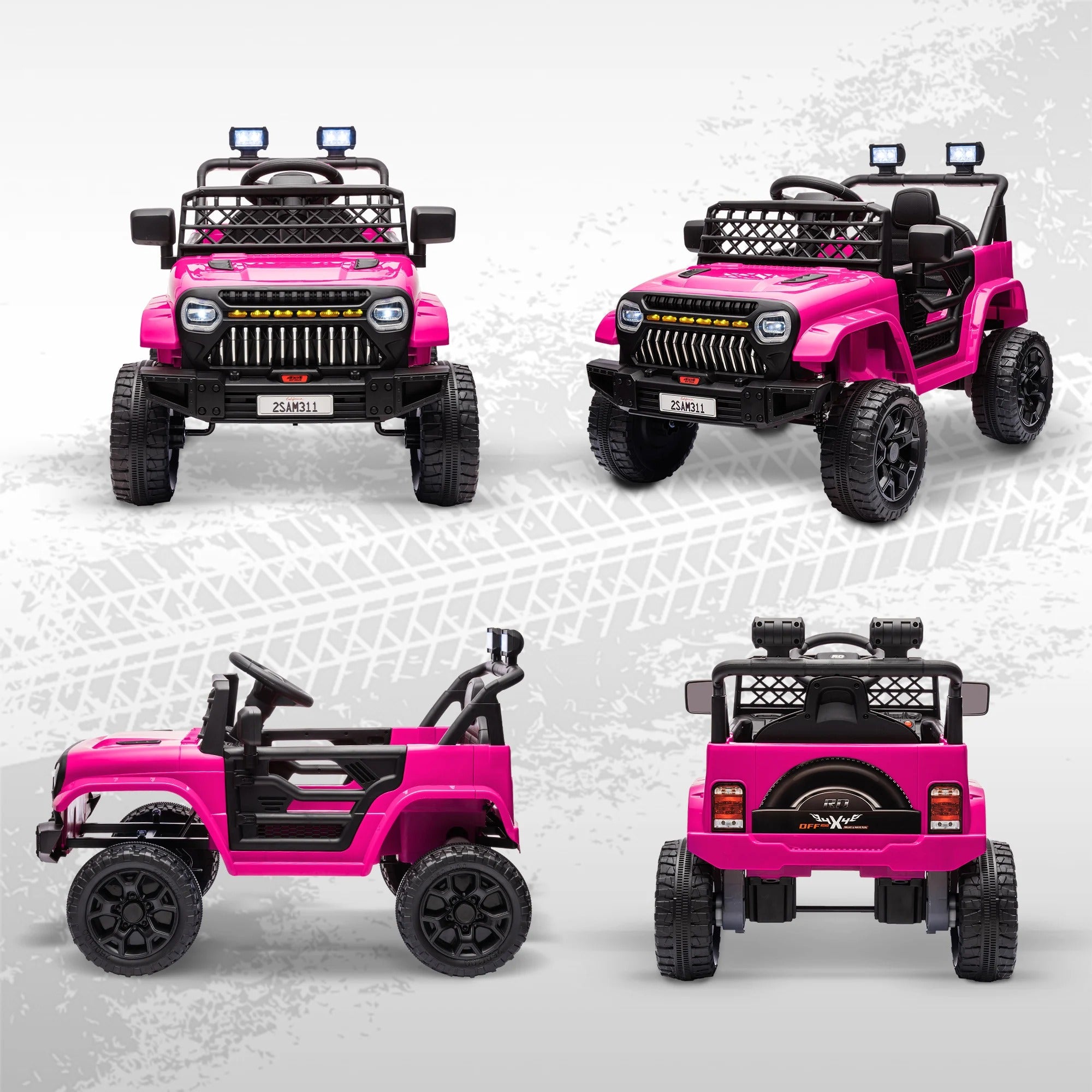 12V Pink Ride-On Truck for Kids – Remote Control, Spring Suspension & LED Lights