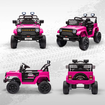 12V Pink Ride-On Truck for Kids – Remote Control, Spring Suspension & LED Lights