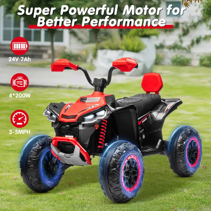24V Kids ATV 4 Wheeler, 2 Seater 24V Ride On Toy for Big Kid w/800W Powerful Motor, Battery Powered