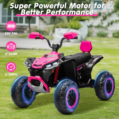 24V Kids ATV 4 Wheeler, 2 Seater 24V Ride On Toy for Big Kid w/800W Powerful Motor, Battery Powered