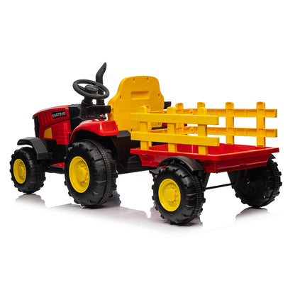 12V Ride-On Tractor with Removable Trailer – Remote Control, Music & LED Lights