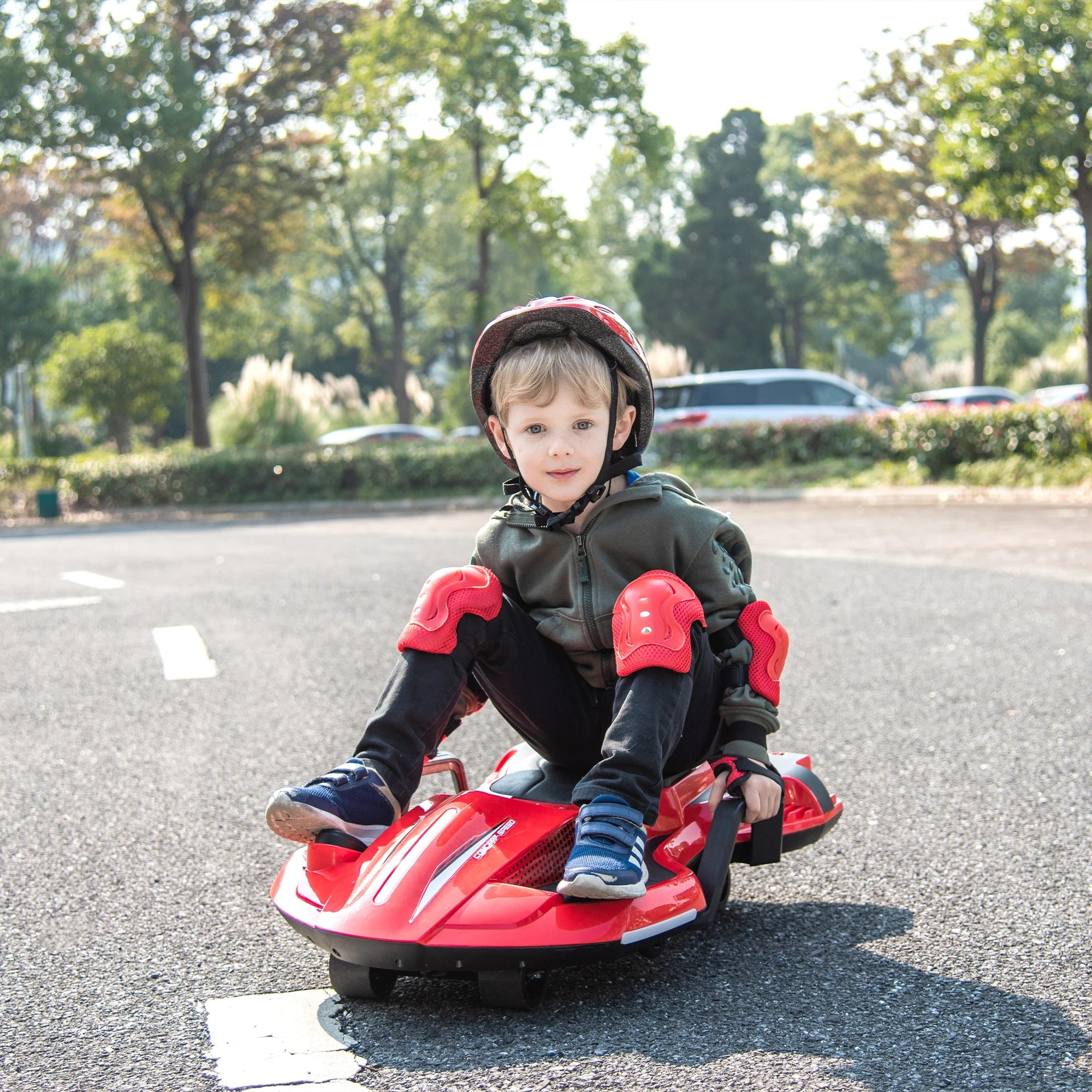 24V Kids Electric Go Kart – Helmet, Knee Pads, Spray & 400 W Hub Motor