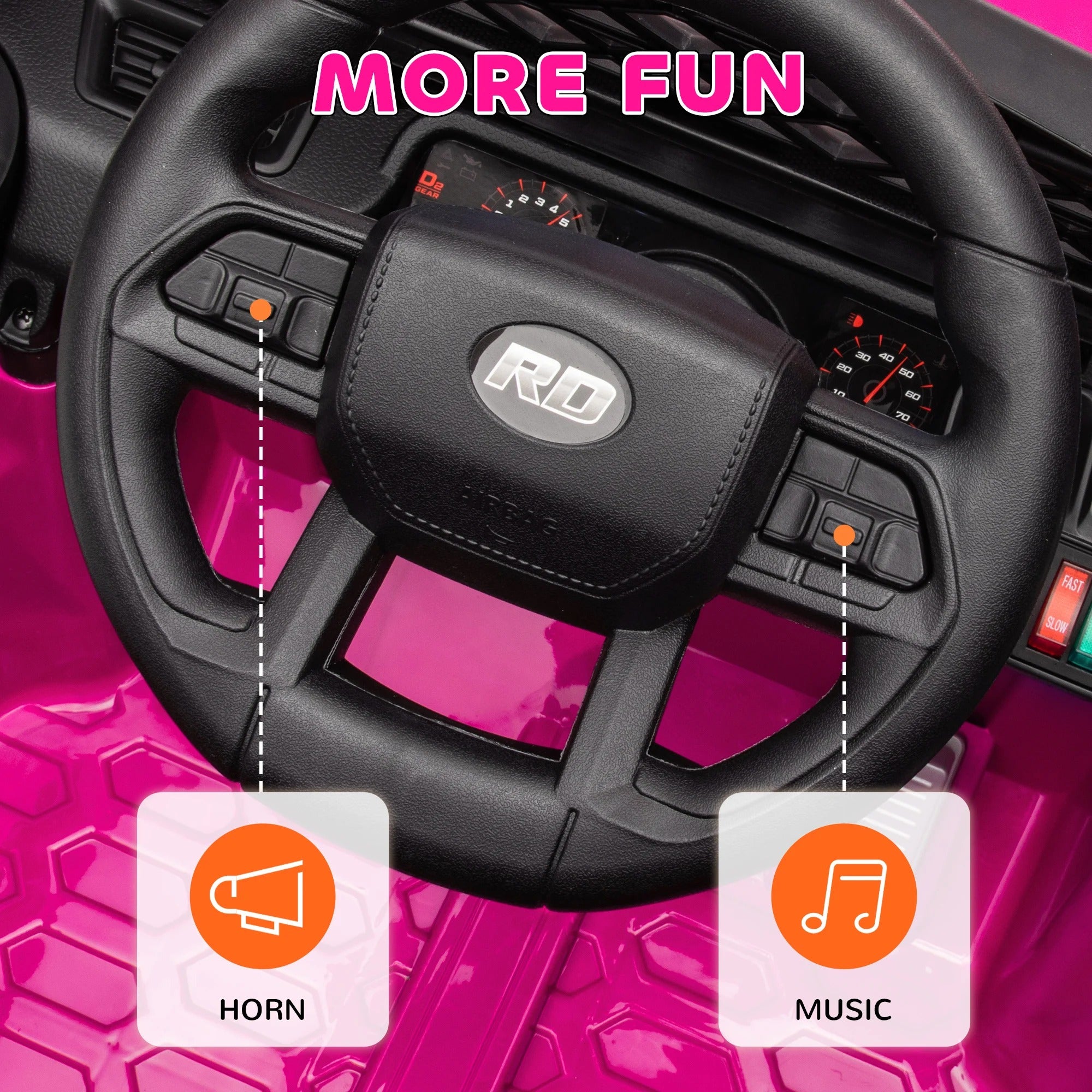 12V Pink Ride-On Truck for Kids – Remote Control, Spring Suspension & LED Lights