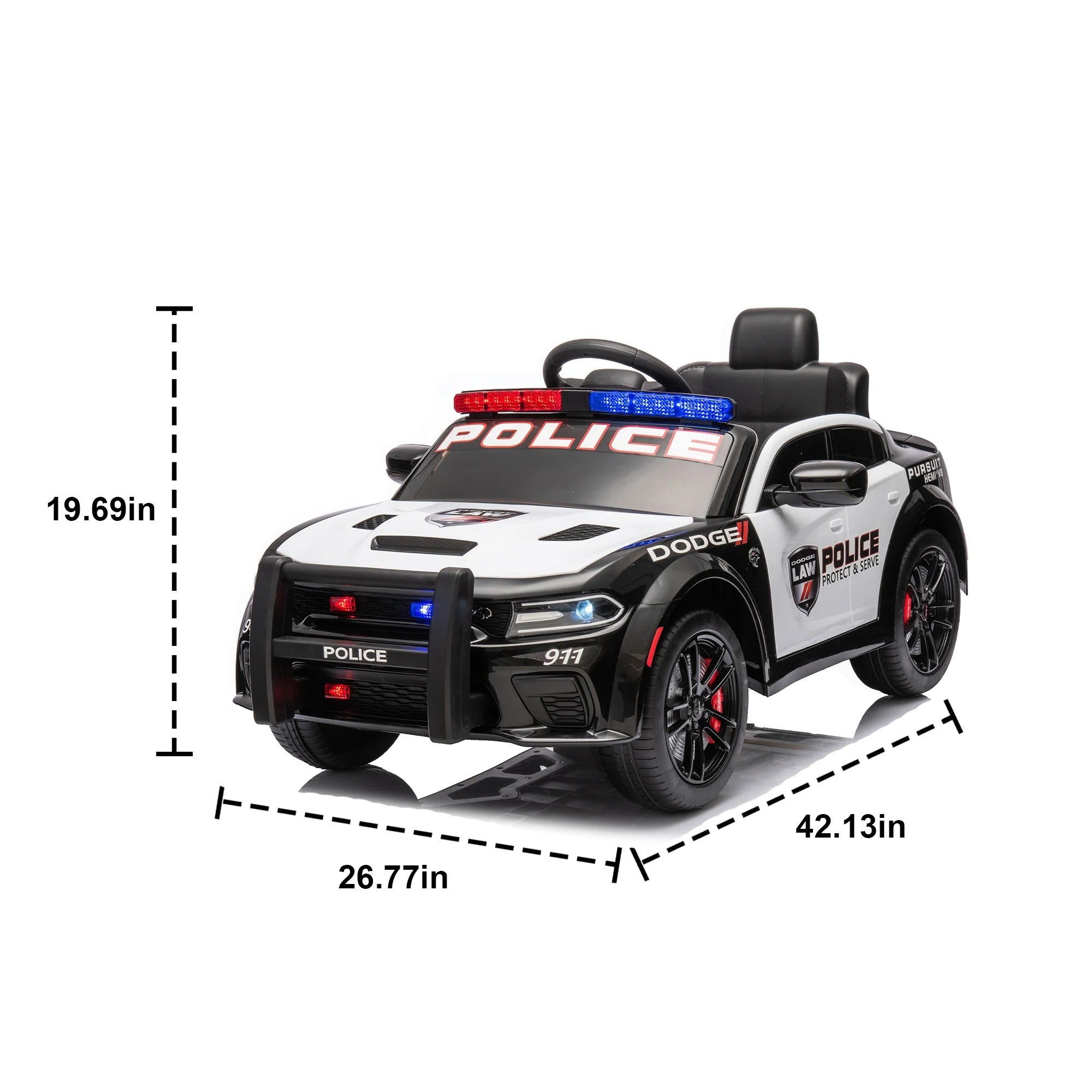 12V - Kids Ride-On Police Car - Best for 3+ Years Age Kids