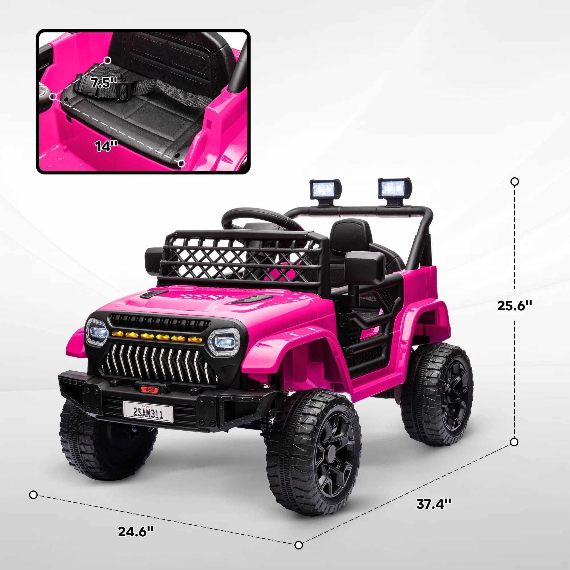 12V Pink Ride-On Truck for Kids – Remote Control, Spring Suspension & LED Lights