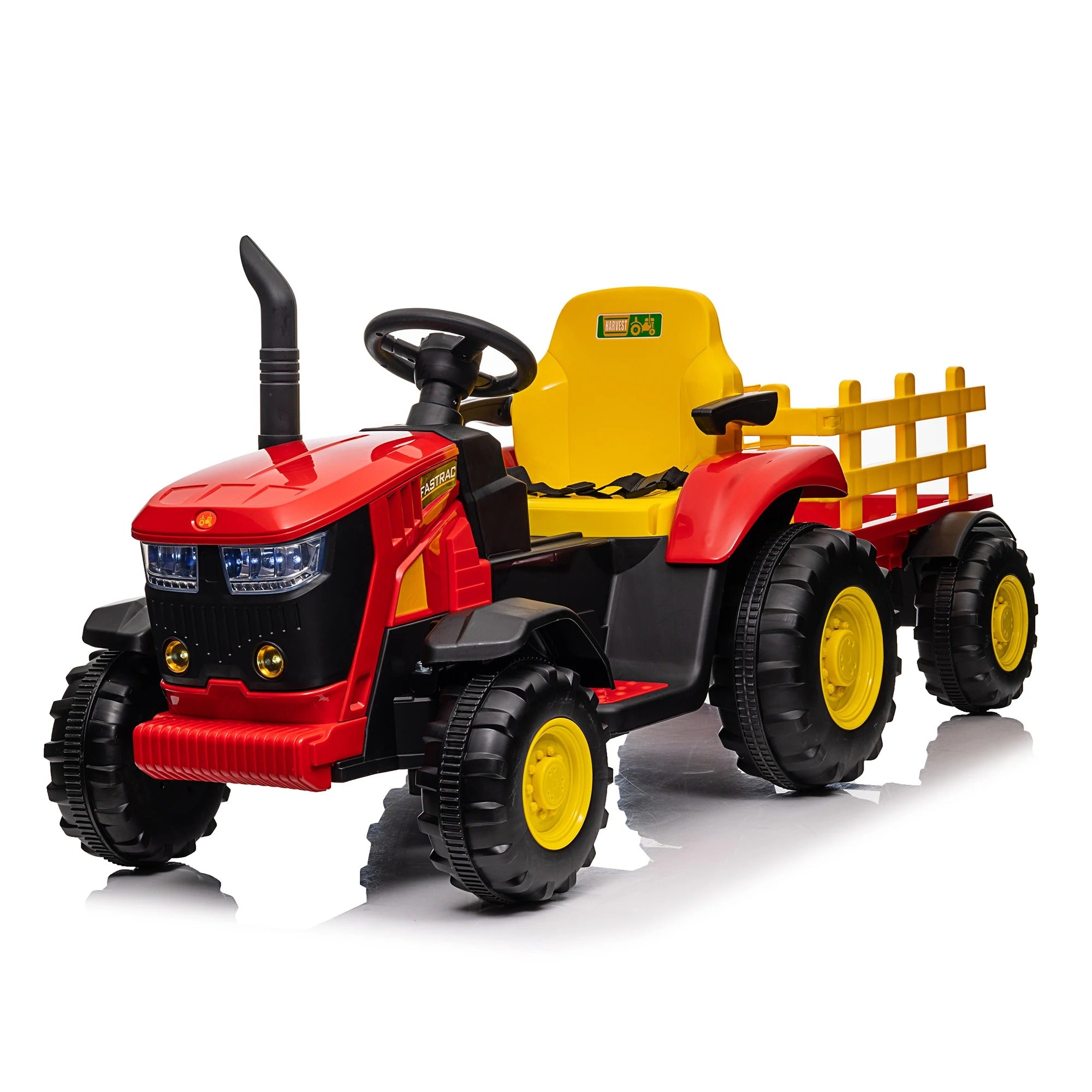 12V Ride-On Tractor with Removable Trailer – Remote Control, Music & LED Lights