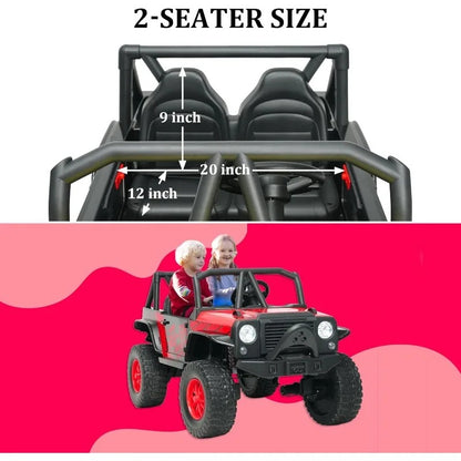 24V 2-Seater 4WD Kids Ride-On UTV – Electric Car with Bluetooth, Spring Suspension | Red