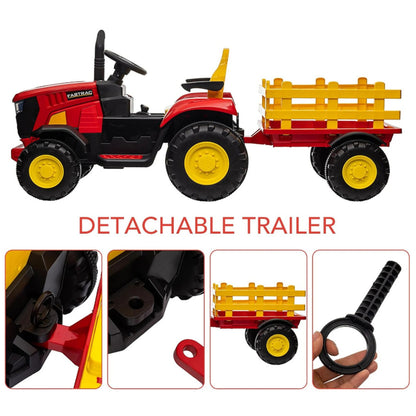 12V Ride-On Tractor with Removable Trailer – Remote Control, Music & LED Lights
