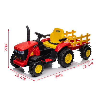 12V Ride-On Tractor with Removable Trailer – Remote Control, Music & LED Lights