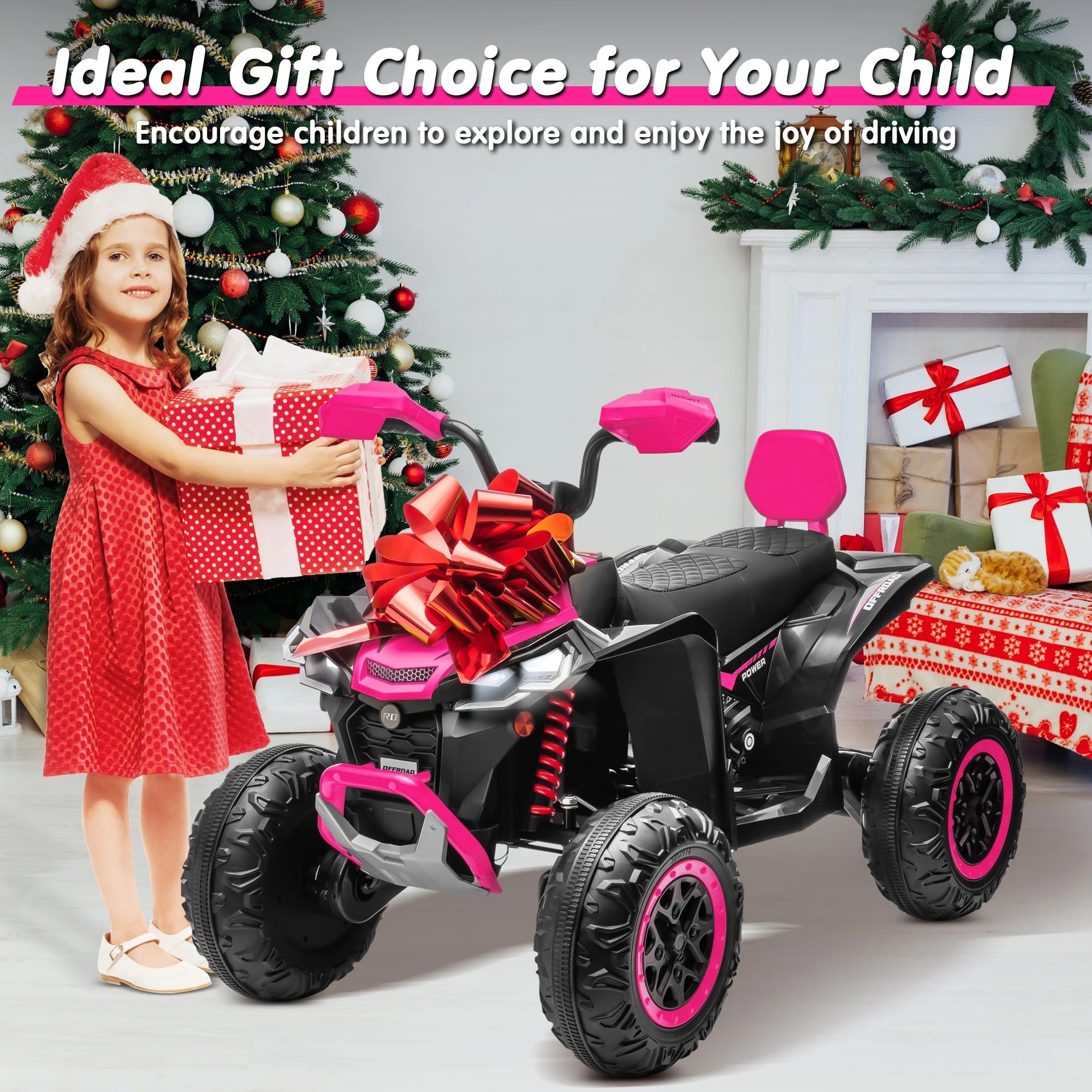 24V Kids ATV 4 Wheeler, 2 Seater 24V Ride On Toy for Big Kid w/800W Powerful Motor, Battery Powered