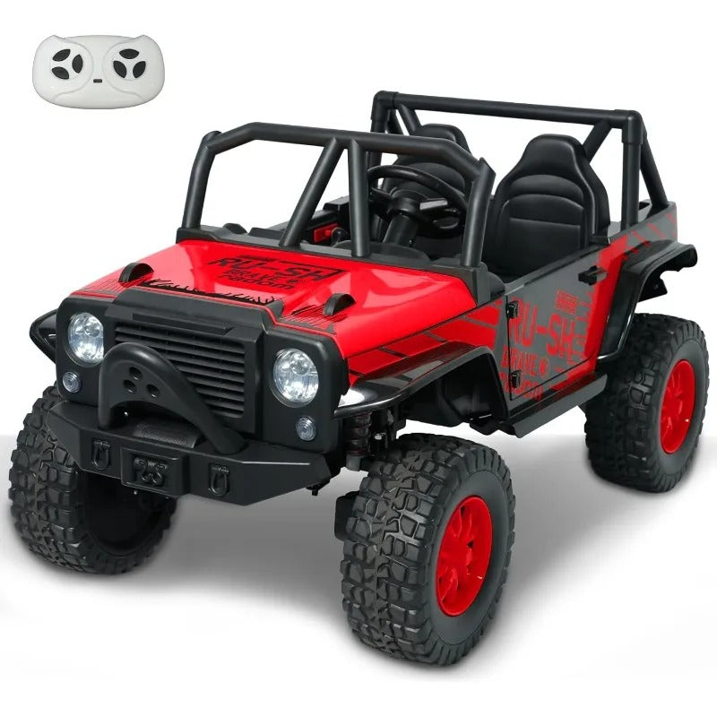 24V 2-Seater 4WD Kids Ride-On UTV – Electric Car with Bluetooth, Spring Suspension | Red