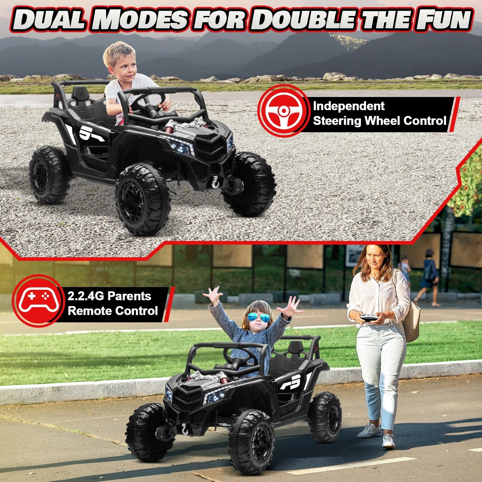 24V Kids Ride-On UTV with Remote Control | 4x150W Motors, 4WD, Shock Absorbers & Off-Road Power
