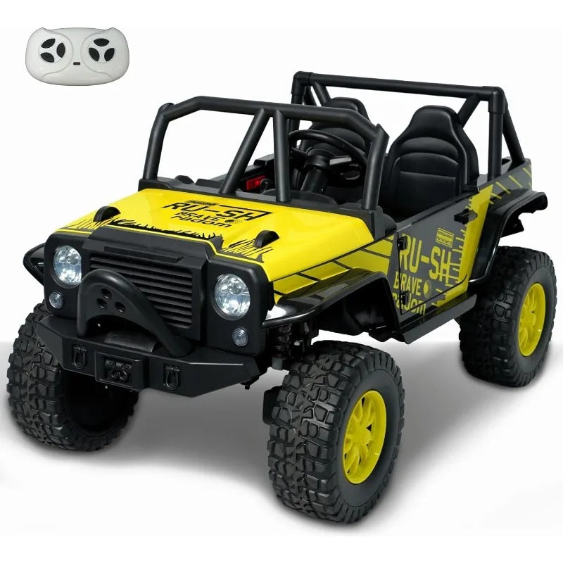 24V 2-Seater Kids Ride-On UTV – 4WD Electric Vehicle with Bluetooth & Spring Suspension (Bright Yellow)