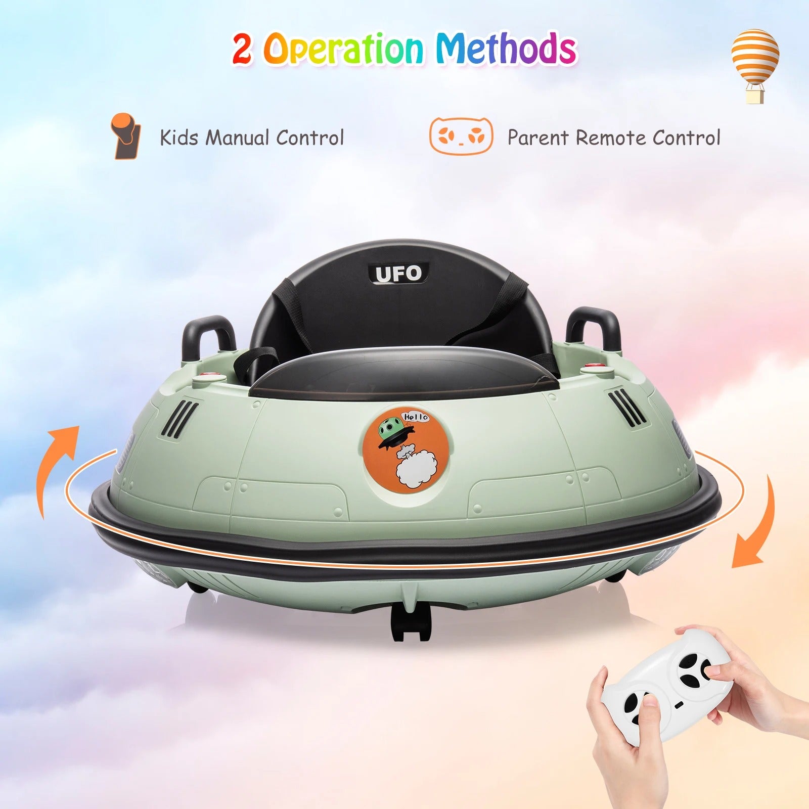 Ride On Bumper Car,12V Electric Toddlers Car with Remote Control,Safety Belt,Music,Flashing Lights, 360° Spin, Bumper Car for To