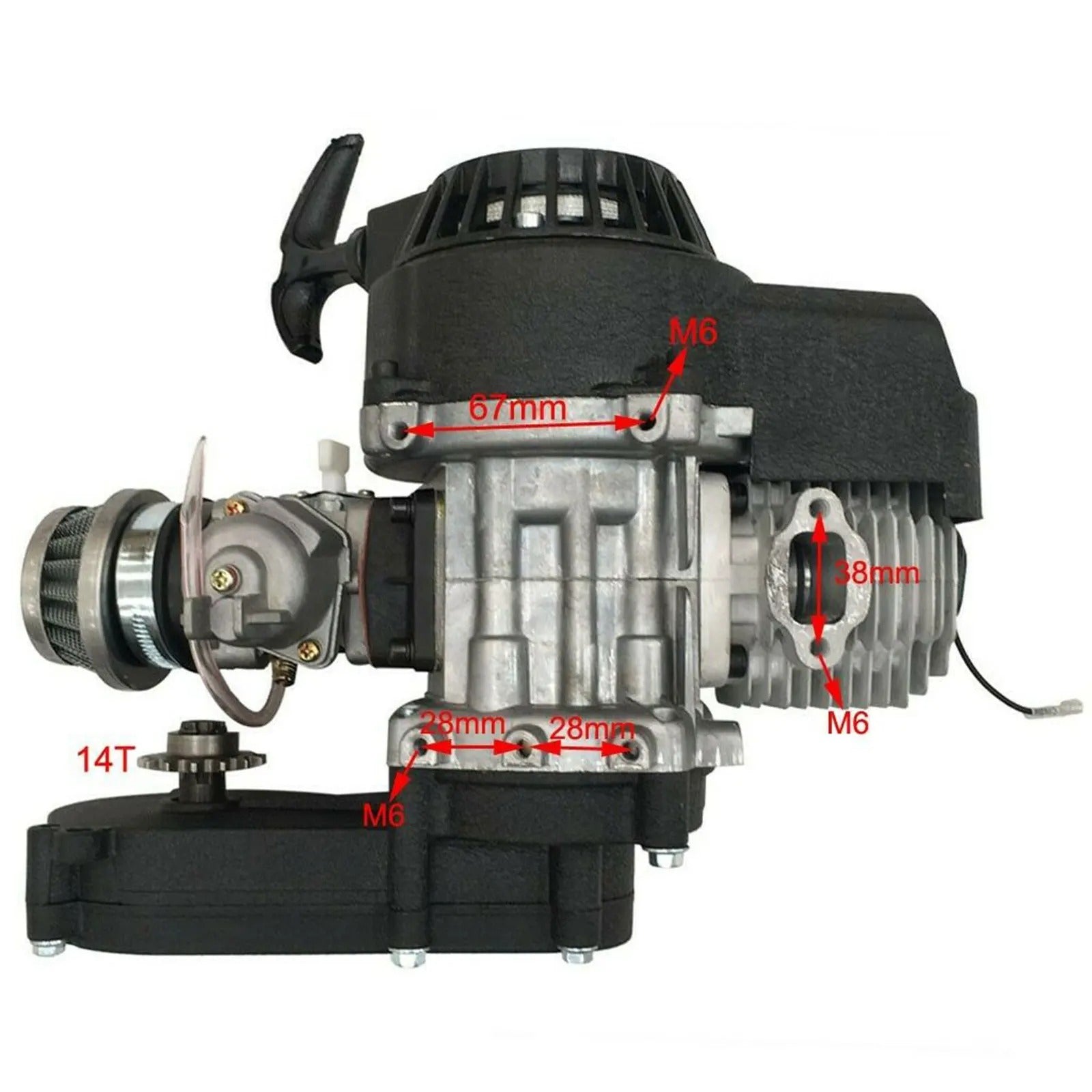 2 Stroke 49CC Pull Start Engine Mini Dirt Bikes Motor Gear Box Chain Kit For Mini Pit Bike ATV QUAD Scooter Single Cylinder