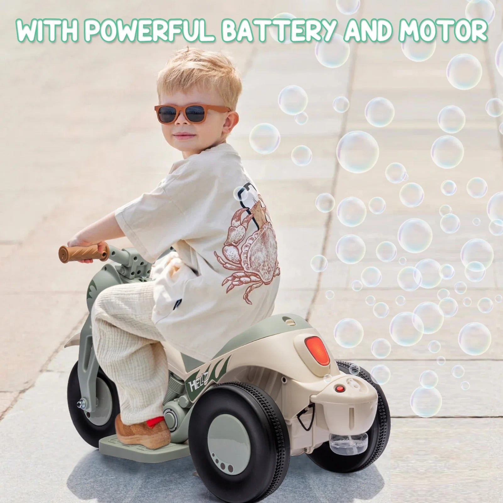 Kids Ride on Bubble Car, 6V Ride on Electric Motorcycle 1.9 MPH, Toddler Motorcycle with Bubble Maker, LED Headlights, Music