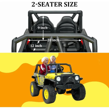 24V 2-Seater Kids Ride-On UTV – 4WD Electric Vehicle with Bluetooth & Spring Suspension (Bright Yellow)
