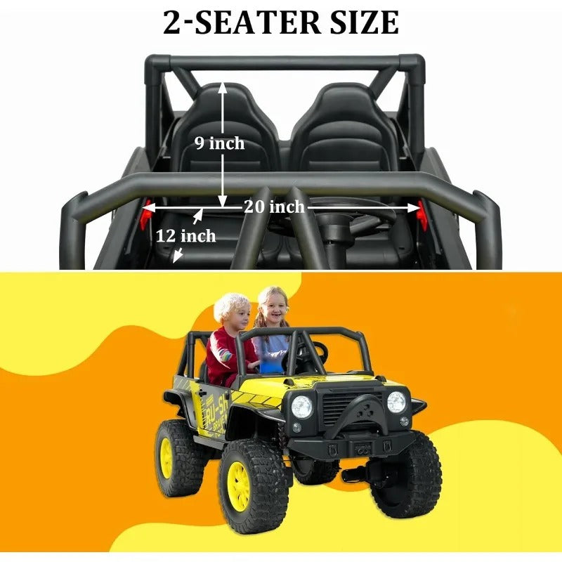 24V 2-Seater Kids Ride-On UTV – 4WD Electric Vehicle with Bluetooth & Spring Suspension (Bright Yellow)
