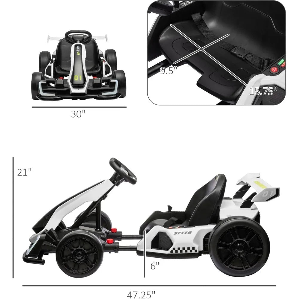 24V Go-Kart for Kids – Adjustable Seat, Drift Capable, 7.5 MPH, Slow Start