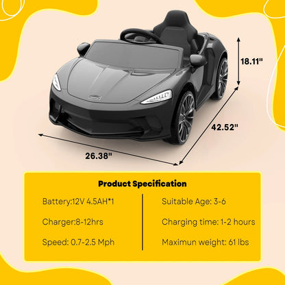 Licensed 12V Kids Ride-On Sports Car | Remote Control, LED Lights & Sound System