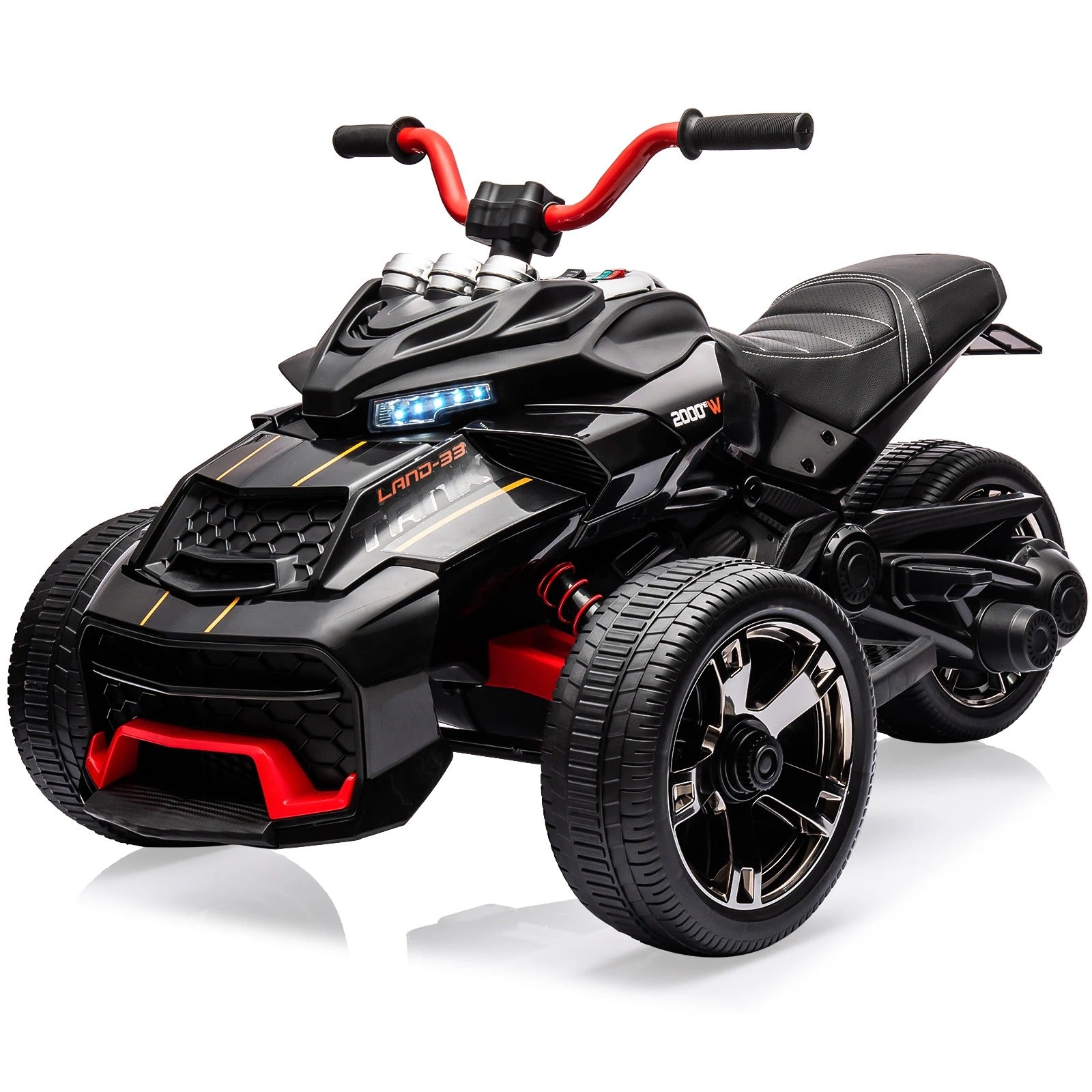12V Kids Electric 3-Wheel ATV | Ride-On Battery Vehicle w/ LED Lights, Music, USB, Horn & Dual Speed