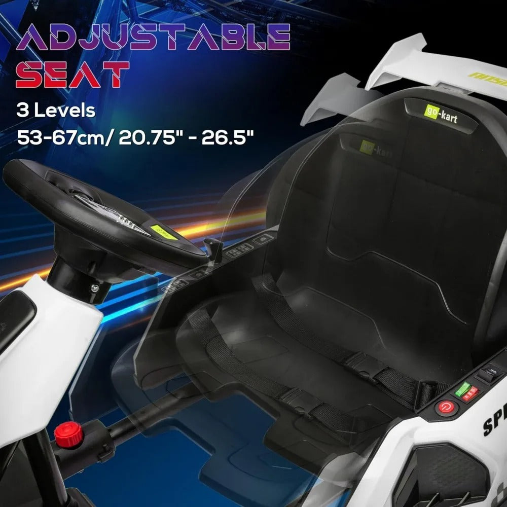 24V Go-Kart for Kids – Adjustable Seat, Drift Capable, 7.5 MPH, Slow Start