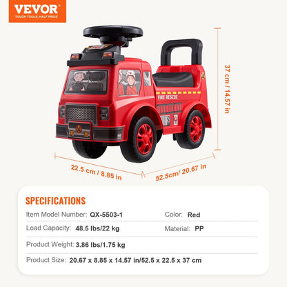 VEVOR Ride On Push Car Kids Ride On Car with Music Steering Wheel & Under Seat Storage for Toddlers Ages 1-3 Ride Racer