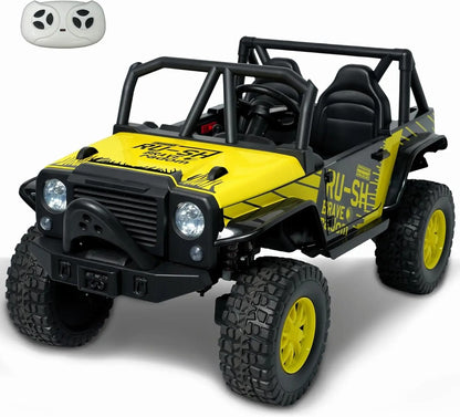 24V 2-Seater Kids Ride-On UTV – 4WD Electric Vehicle with Bluetooth & Spring Suspension (Bright Yellow)