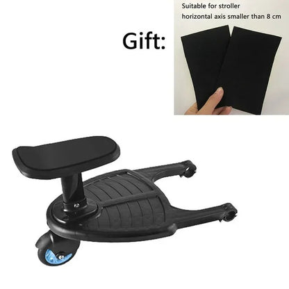 Fashion Pram Pedal Adapter, Stroller Board with Detachable Seat, Comfort Wheeled Board Stroller Ride Board with Wheels