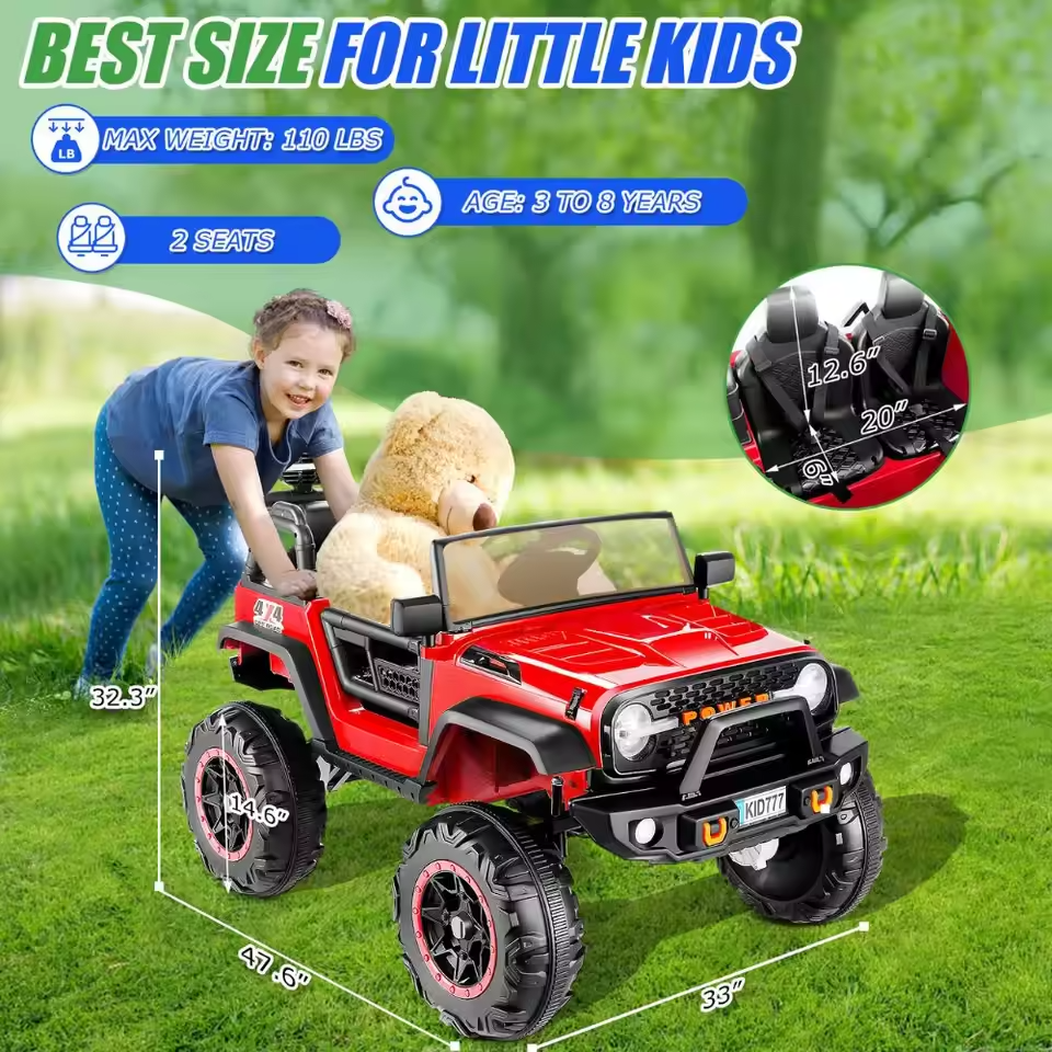 24V 2-Seater Kids Ride-On Jeep | 4×100W Motors, Remote Control, Music, 4WD/2WD